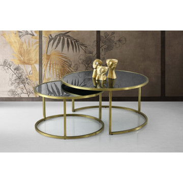 Table Basse Lois Mat Gold Mirror Top