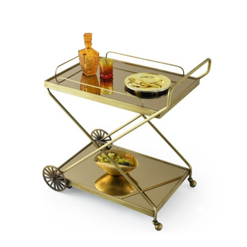 Table Basse Mobile Bar Mat Gold Mirror Top
