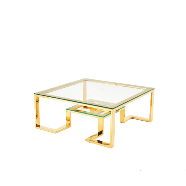 Table Basse Gold Tempered glass Table Basse Gold Tempered glass
