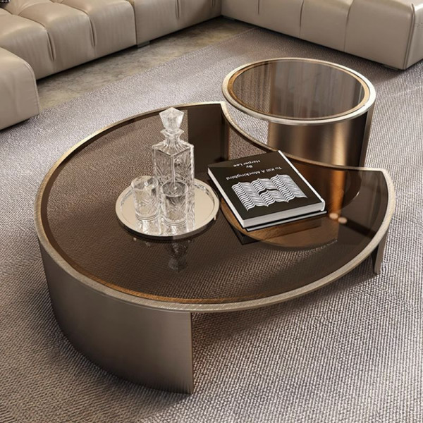 Table Basse Gold Tempered Glass Table Basse Gold Tempered Glass