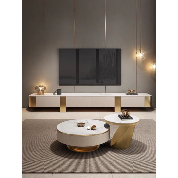 Table Basse Gold White Marble