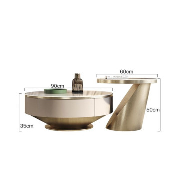 Table Basse Gold White Marble
