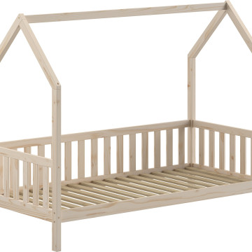 Cabane lit avec grille 90 x 200cm