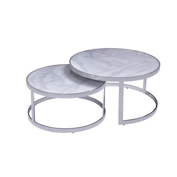 Table basse White Marble Chrome