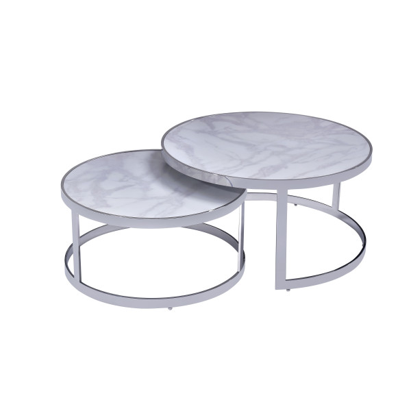 Table basse White Marble Chrome Table basse White Marble Chrome