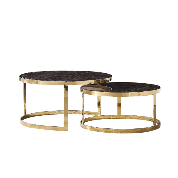 Table basse Gold Brown Marble Table basse Gold Brown Marble