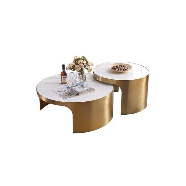 Table basse Gold White Marble Table basse Gold White Marble