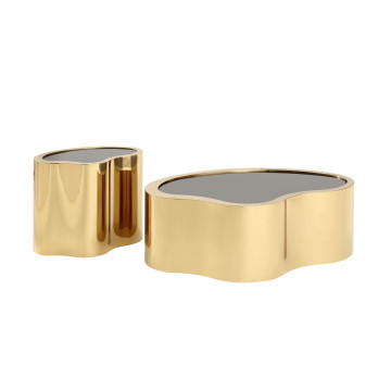 Table basse Gold Black Glass Top