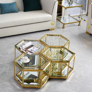 Table basse Gold Tempered Glass