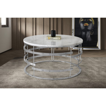 Table Basse Golf Chrome Marble Top